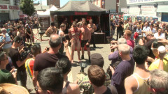 Bound hunk publicly tormented and gang fucked for his first Dore Alley | Download from Files Monster