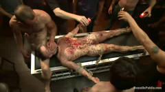 Wax and Gang Bang a Muscled Stud with a Fat Cock